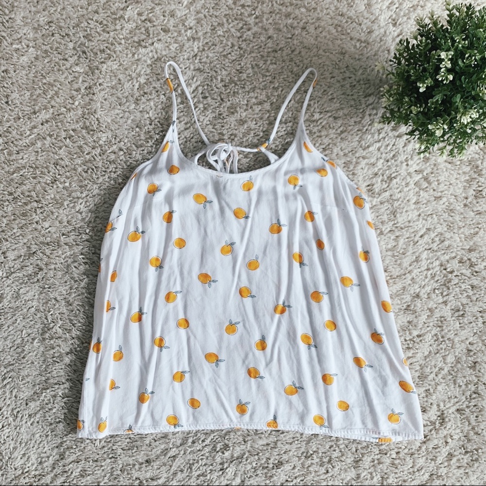 White + Oranges Spaghetti Strap Blouse